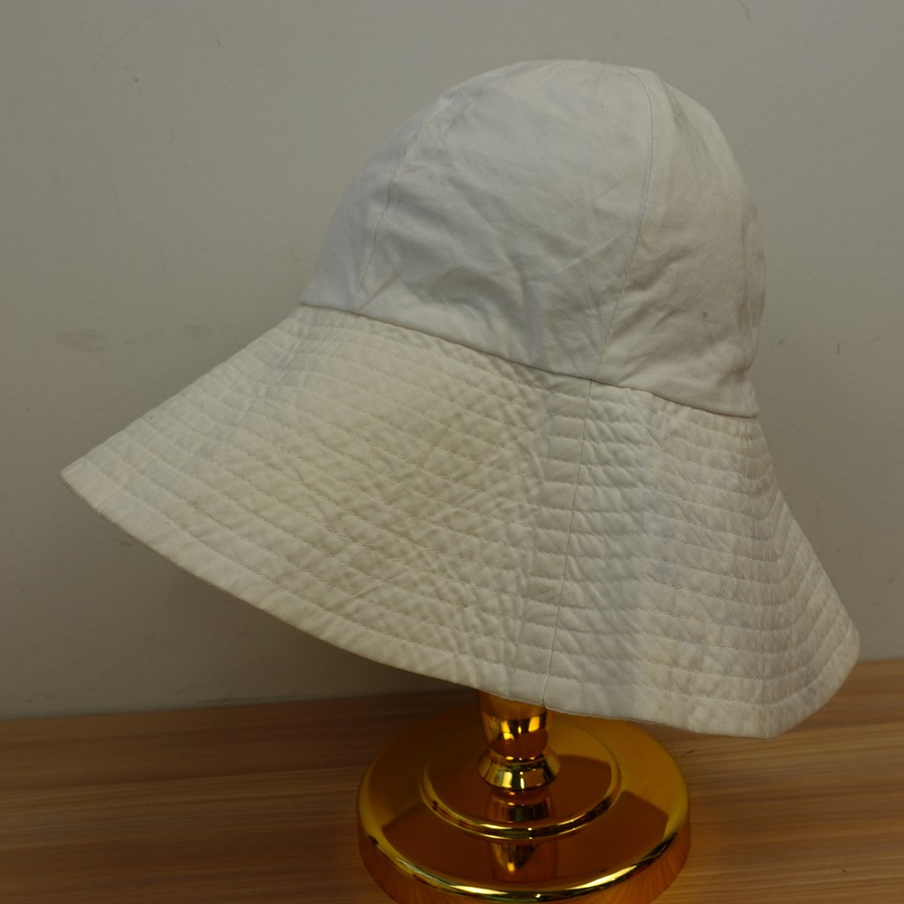 Italian Wide Brim Bucket Hat White Cotton HELEN WELSH Outdoor Sun Travel ITALY